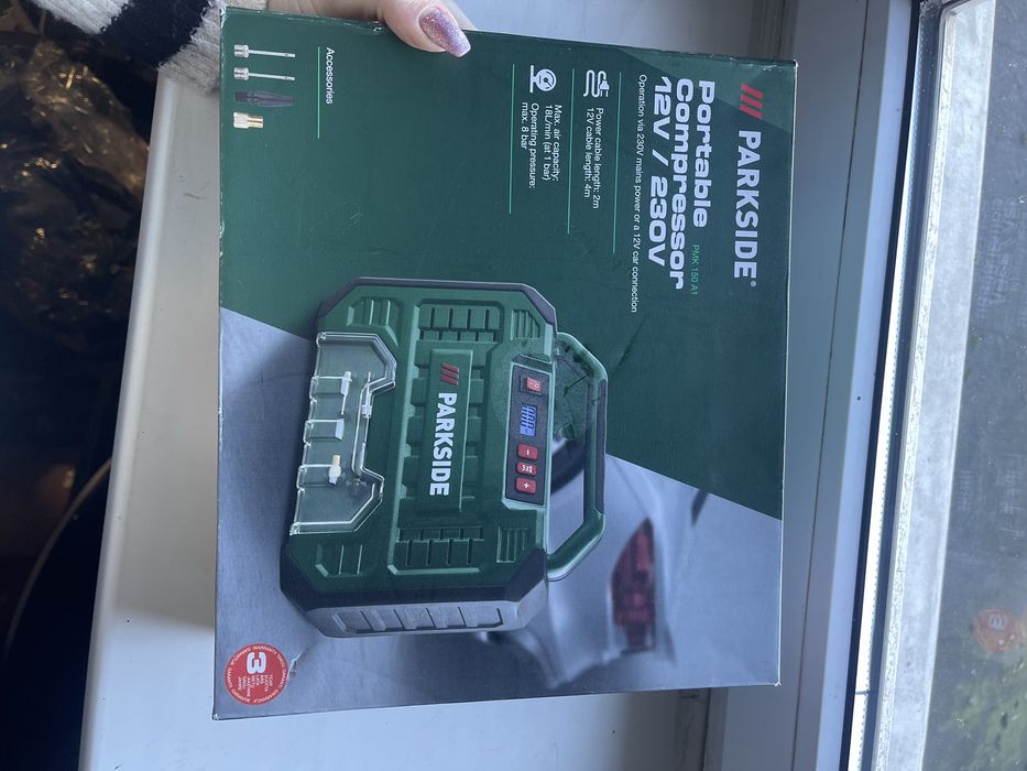 Nowa przenośna sprężarka kompresor z cyfrowym wyświetlaczem parkside