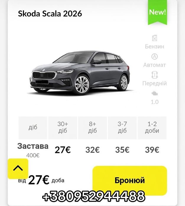 Оренда авто (авто без водія)