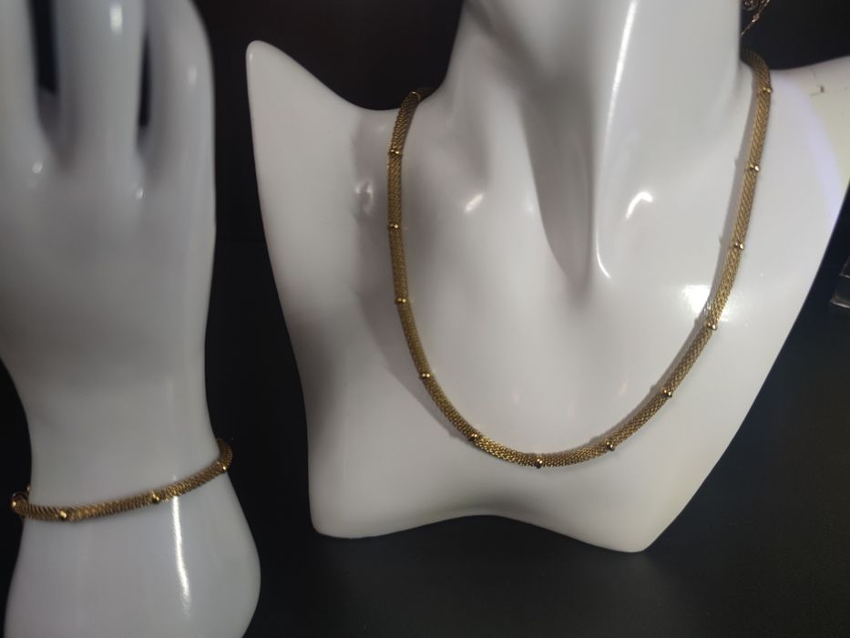 Colar + pulseira + brinde de brincos em aço inoxidável