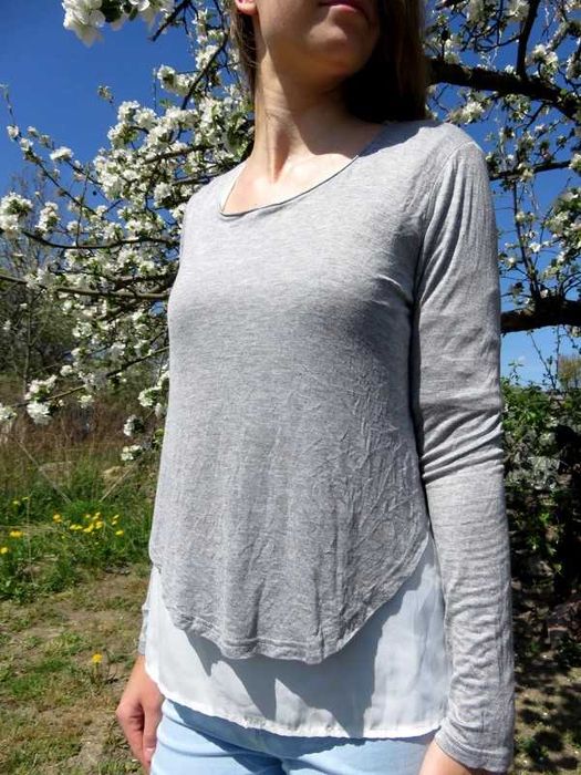Sweter szary bluzka Szara z długim rękawem S