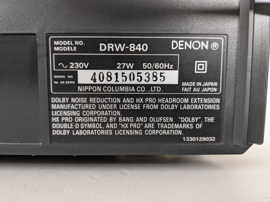 Denon DRW-840 HX Pro Leitor Gravador Duplo de Cassetes