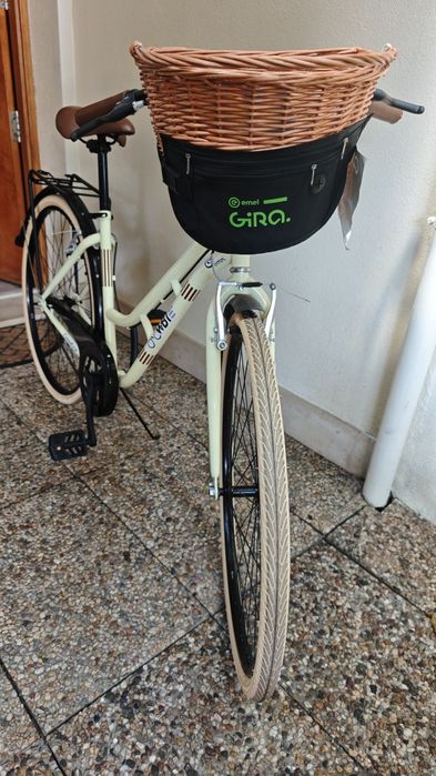 Bicicleta esmaltina passeio com cesta