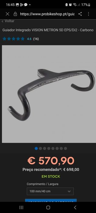 Mafrabike guiador integrado Vision Metron 5D carbono