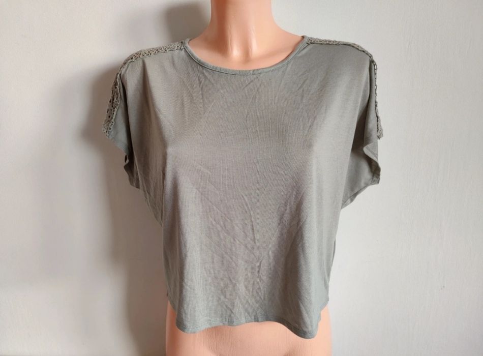 Bluzka bluzeczka z koronką na ramionach H&M 146/152 10/12lat krótki rękaw letnia