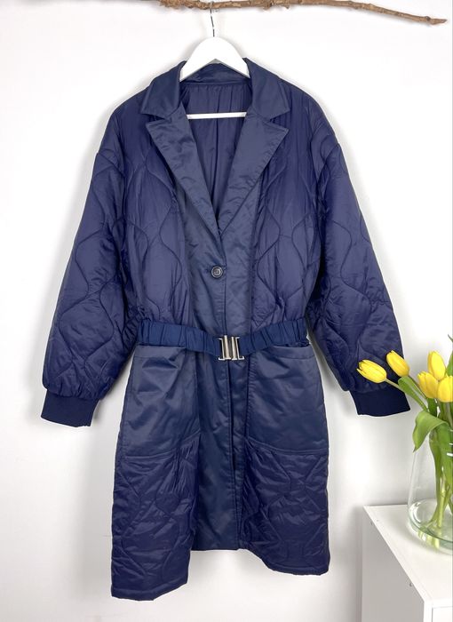 Emery Rose granatowy lekki płaszcz z kieszeniami pikowany 3xl