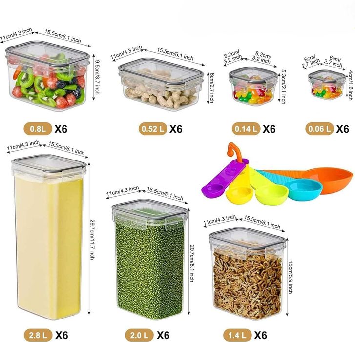 Zestaw 42 pojemników hermetycznych kuchennych BPA FREE