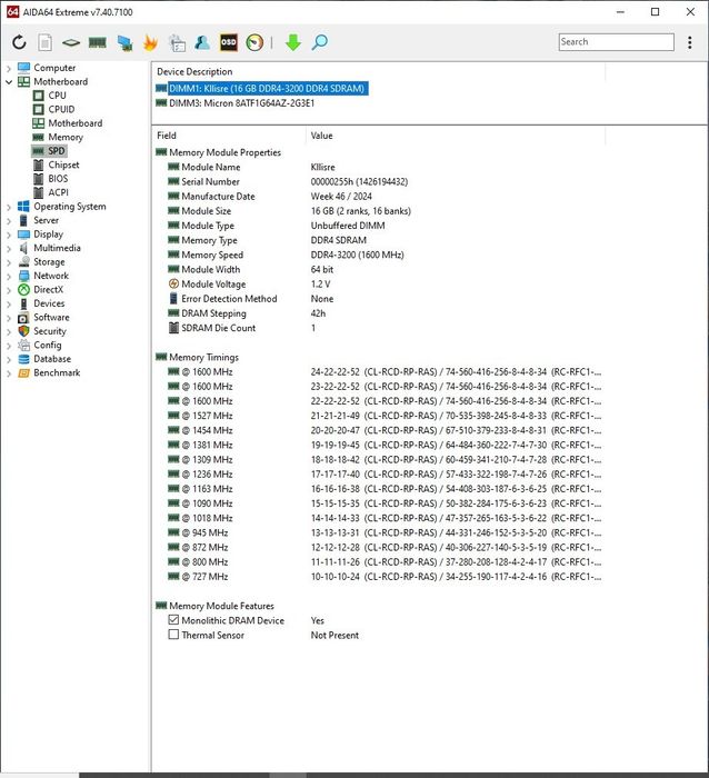 DDR4 3200 16gb Kllisre нова одна планка