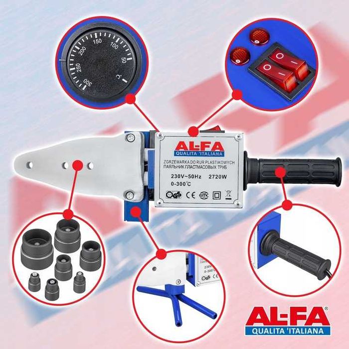 Zgrzewarka do rur PP PCV 2720W matryce 16-63mm walizka