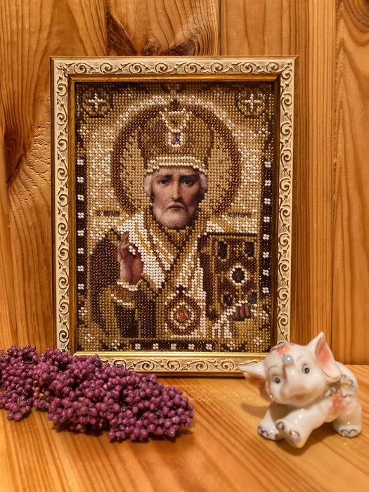 Ікона бісером Святий Миколай Чудотворець