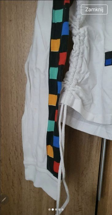 Biała bawełniana bluza z kapturem r 42