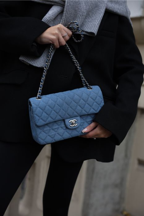 Сумка Chanel Classic 2.55 Small Single Flap Denim/Silver