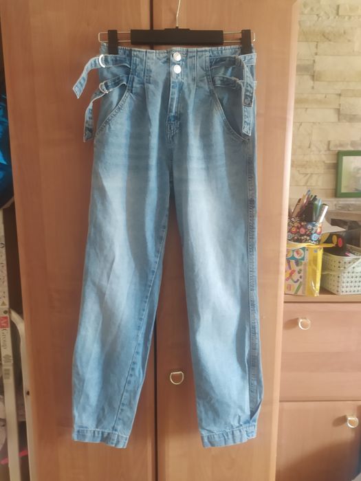 Spodnie jeansy dżinsowe 34 XS bawełniane do kostek Sinsay