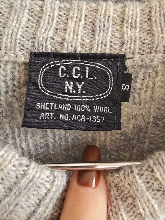 Sweter wełniany r.S szkocka wełna  szary warkocz
