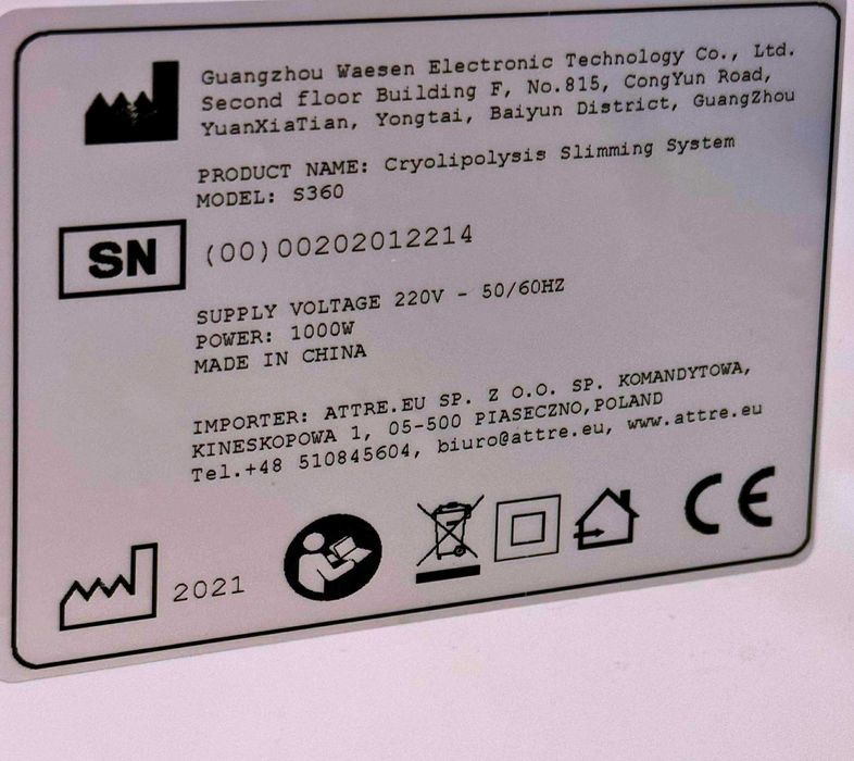 Kriolipoliza CRYO S360 | 4 głowice | Stan bardzo dobry