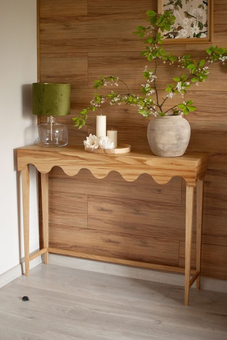 Wyjątkowa Dębowa konsola w stylu mid century modern