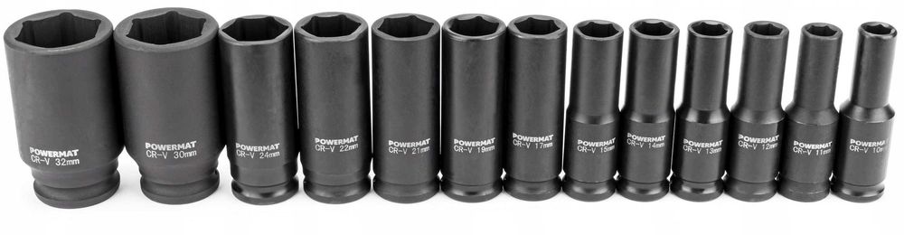 ZESTAW nasadek udarowych NASADKI UDAR 13EL 10-32MM PM-ZNU-13-0.5T