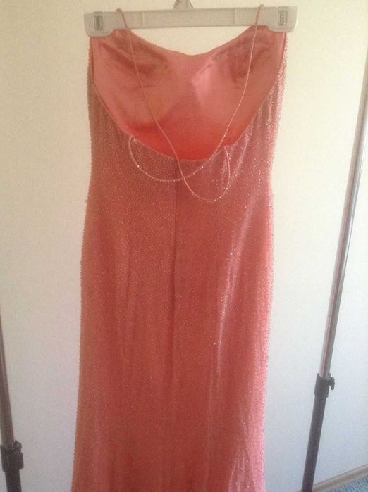 Suknia długa okolicznościowa na szelkach rozm 4/S.