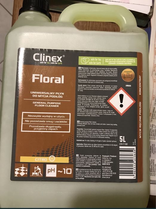 Clinex Flora Citro 10L (2x5L) - uniwersalny płyn do mycia podłóg
