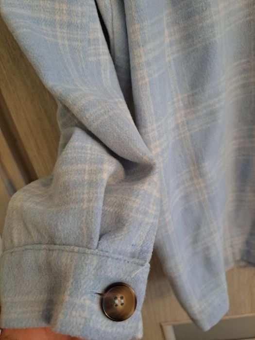 Koszula długa damska kurtka krata baby blue 48 50 plus size płaszczyk