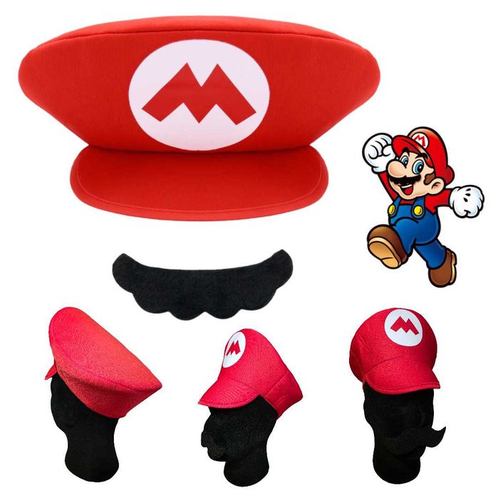 Nowa czapka Super Mario Bros. + wąsy unisex