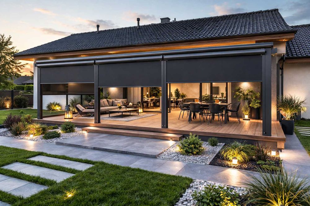 Aluminiowe zadaszenie tarasowe poliwęglanowe 7×5 - solidna konstrukcja