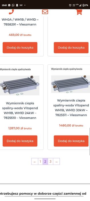 Części do kotła Viessmann vitopend wh1b