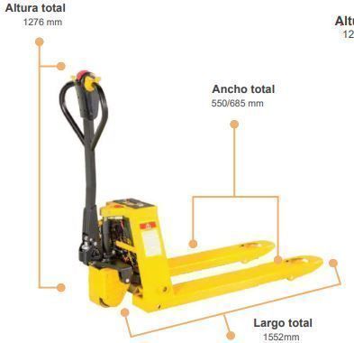 Porta-paletes totalmente eléctrico 1500 Kg Batería de lítio