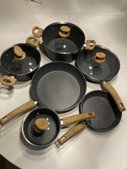 Zestaw garnków Kitchen Academy garnki patelnie Szare