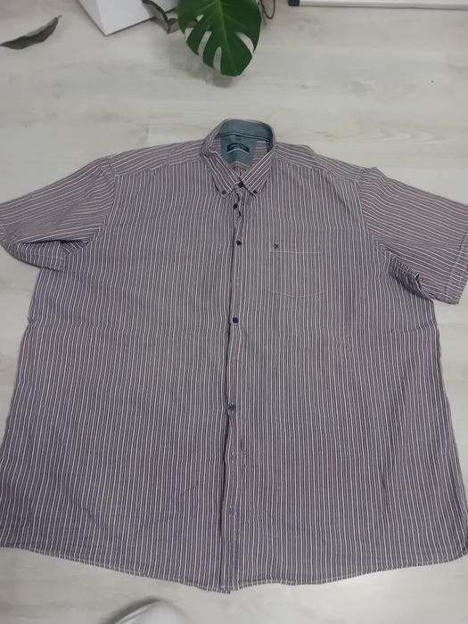 #casa moda koszula w paski pudrowy róż biały 5XL