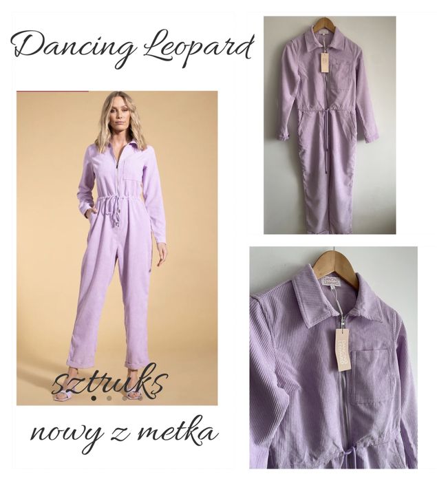 Dancing Leopard Nowy sztruksowy kombinezon lila wrzos