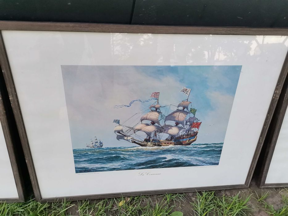 4 obrazy olejne reprodukcje marynistyka