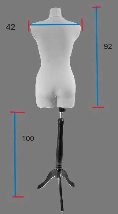 Manekin krawiecki damski czarny regulowany .