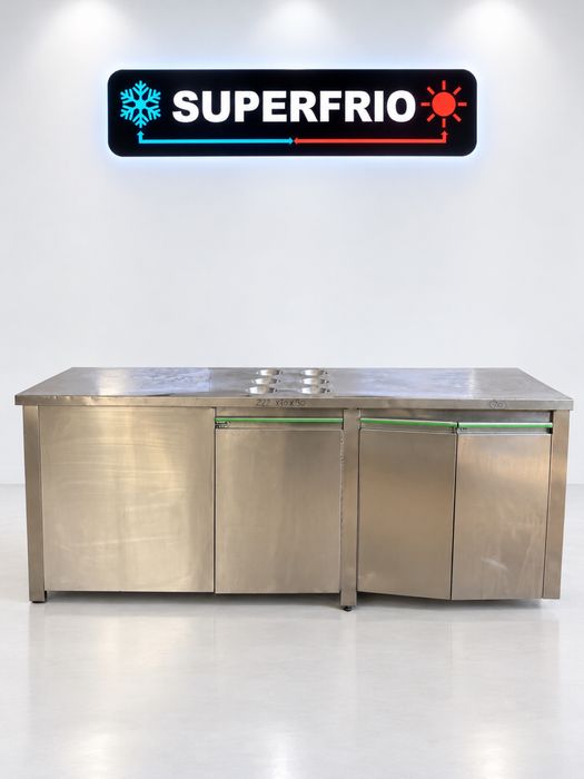 Bancada neutra em inox 3 portas e 2 prateleiras