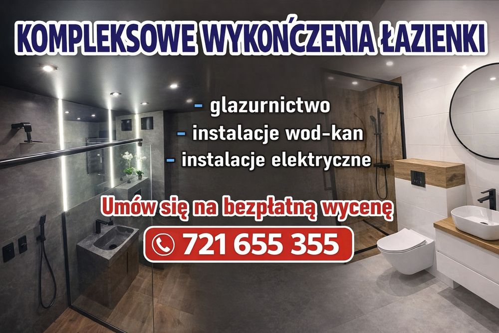 Remont łazienki A- Z , Wykonczenia - WOLNE TERMINY !!
