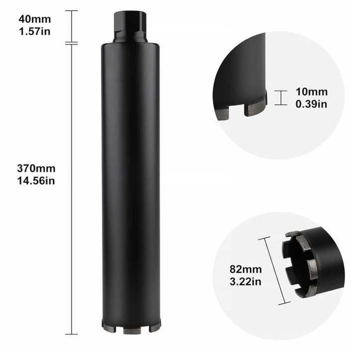 Otwornica/koronka diamentowa do betonu średnica 82mm długość 400mm