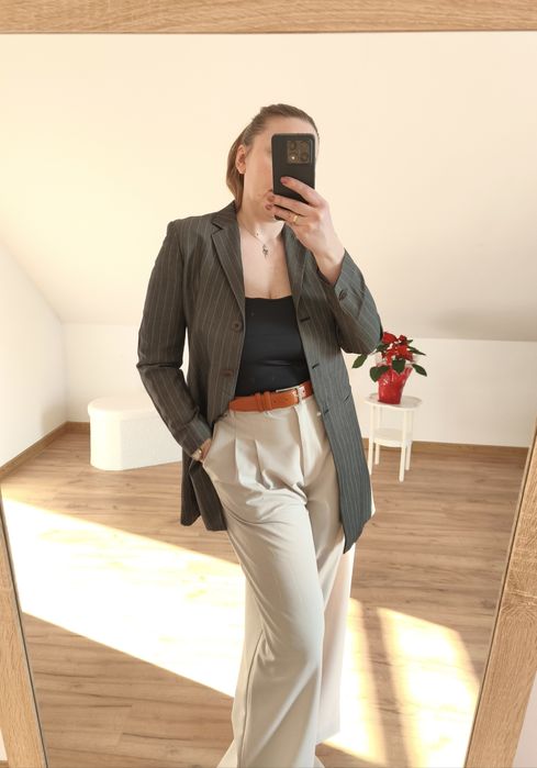 Damska marynarka długa Max Mara rozmiar M z wełną moher premium luxury