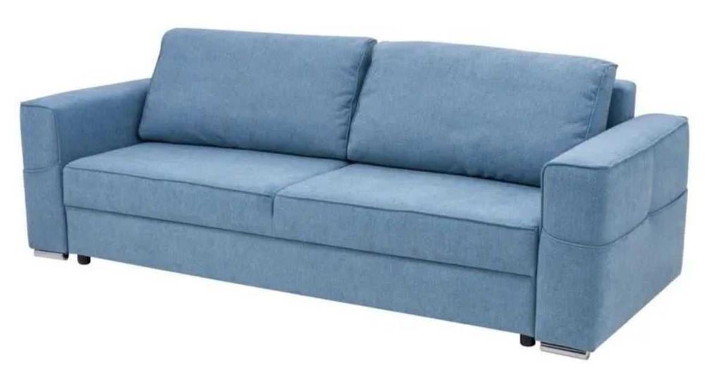 Sofa niebieska, rozkładana, 3-osobowa