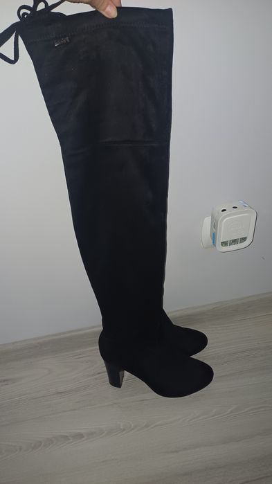 Kozaki za kolano zamszowe muszkieterki 38