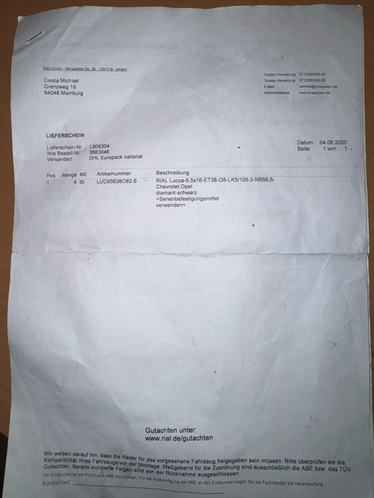 Felgi aluminiowe RIAL Lucca 16” 5x105 + opony letnie 205/55