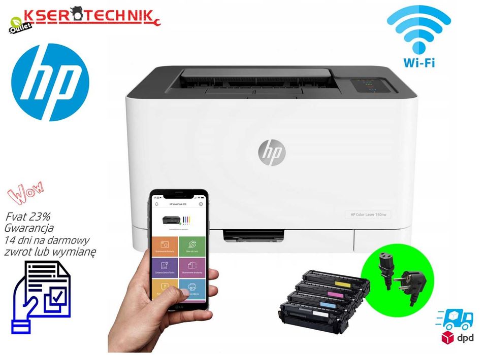 Drukarka jednofunkcyjna laserowa (kolor) HP 150NW / Mała do domu  WiFi