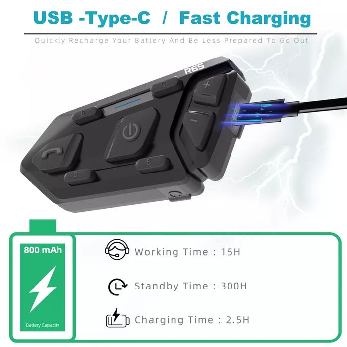 Intercomunicador Bluetooth interfone capacete moto telemóvel R6s