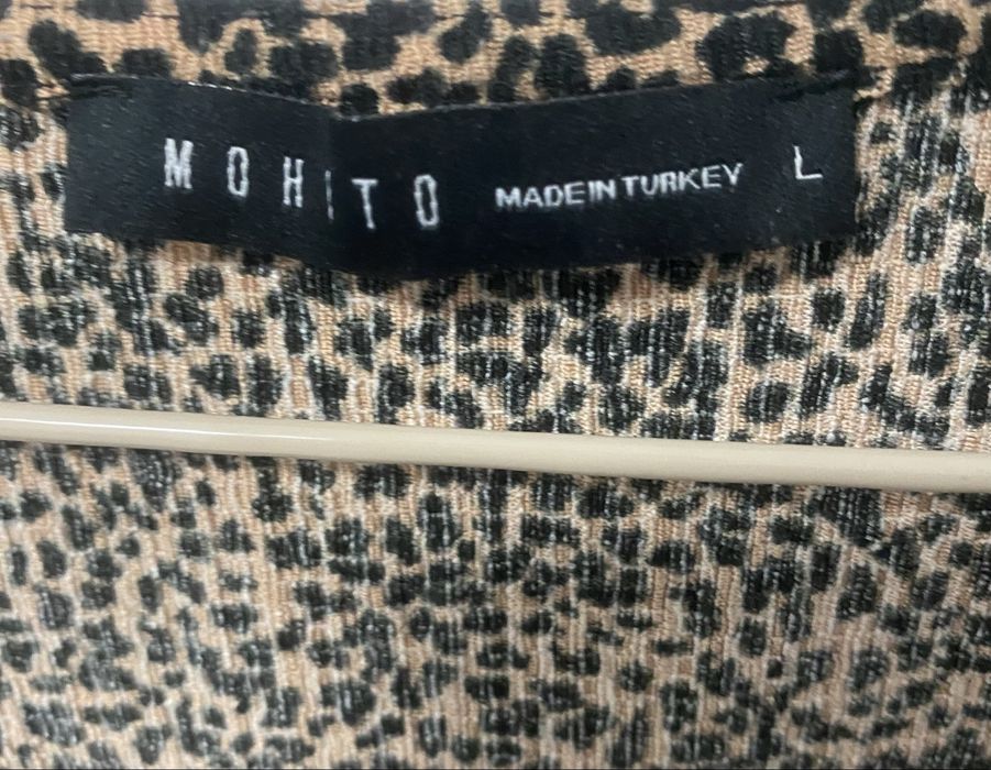 Sukienka panterka cętki Mohito rozmiar L falbanki