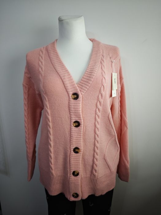 Nowy sweter zapinany  jasny róż new collection roz 3xl-4xl