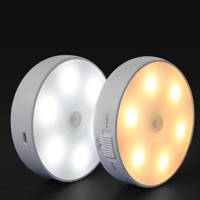 Бездротовий LED нічник з датчиком руху PIR (акумуляторний, з різними режимами)