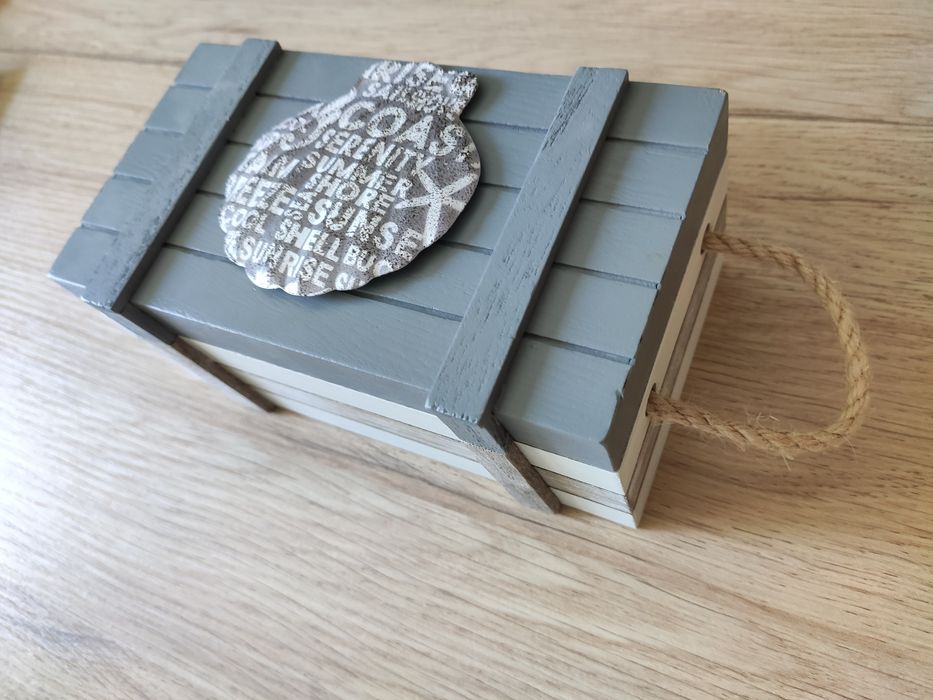 Decoração praia - porta velas e caixa