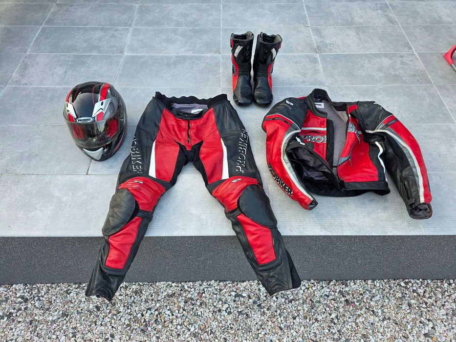 Kombinezo Motocyklowy Dwuczęściowy PROBIKER Kask Buty