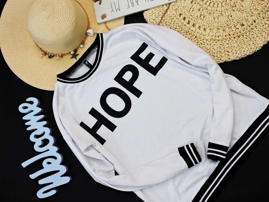Sinsay Biała Bluza Hope lampas XS