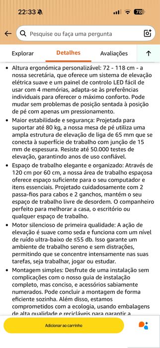 Secretária eletrica 120x60 ErGear