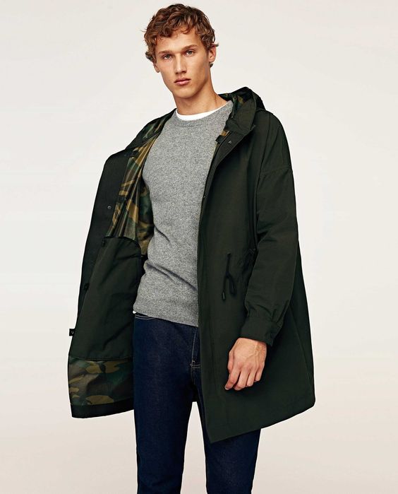 ZARA Luksusowa KURTKA PARKA zimowa moro kaptur 599 zł S-L