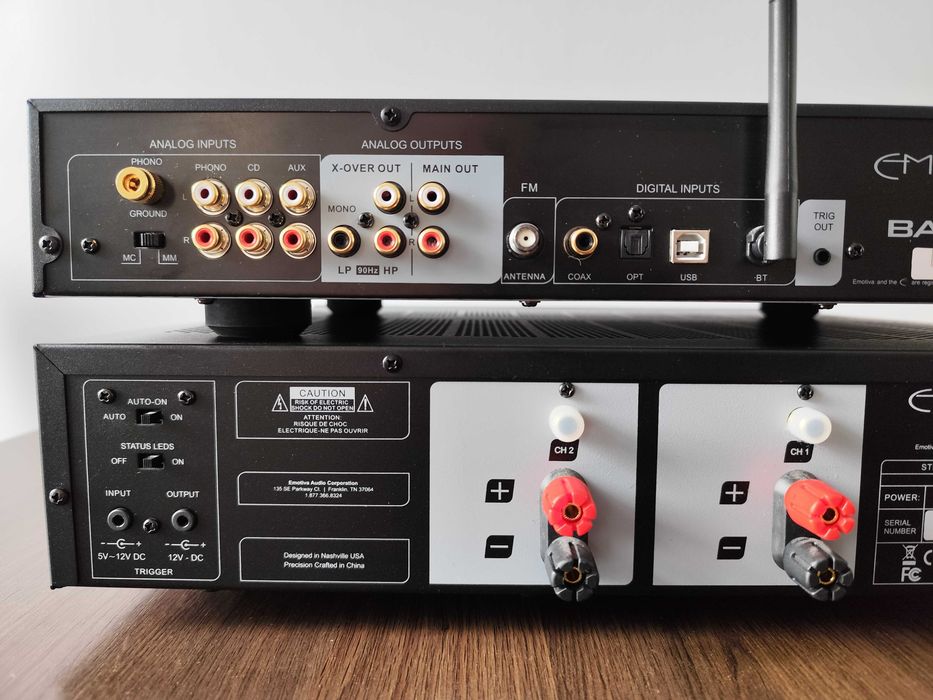 Wzmacniacz stereo Emotiva PT1 + A2, pilot, kartony, stan IDEALNY